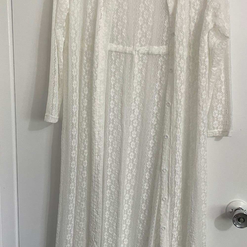 Women’s white Lace Long Cardigan